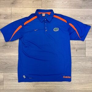 Nike Florida Gators Polo Shirt Mens XL Vintage Blue Orange Embroidered Logo